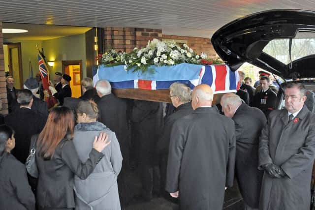 The funeral of Harold Percival at Lytham Crematorium.