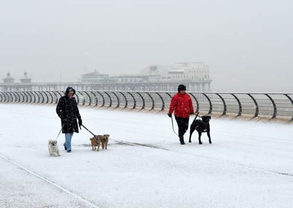 Snow in Blackpool last year, forecasters say there wont be a repeat this week.