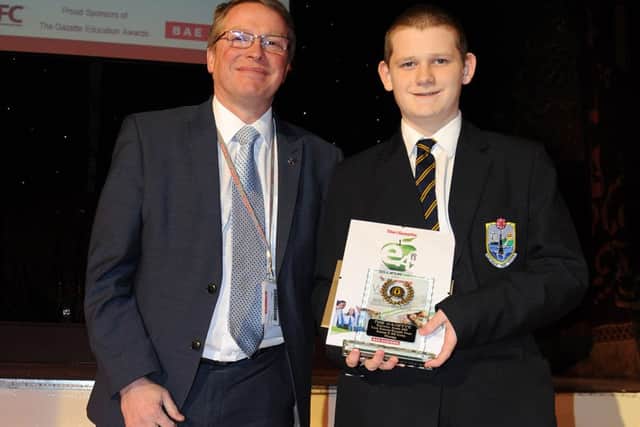 Gazette Education Awards at the Tower Ballroom. Winner of the Young Scientist/Engineer Award-  Robert Heaton from Fleetwood High School.  PIC BY ROB LOCK 19-11-2013