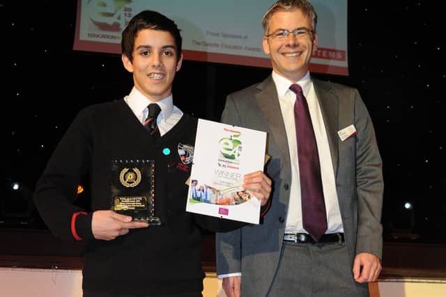 Gazette Education Awards at the Tower Ballroom.
Winner of the Sports Achievement Award Sam Baruca from Millfield Science and Performing Arts College.  PIC BY ROB LOCK
19-11-2013