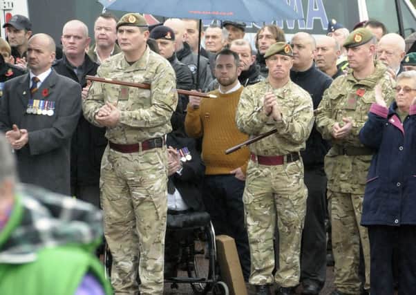 Soldiers attending the funeral of Harold Percival at Lytham Crematorium last week