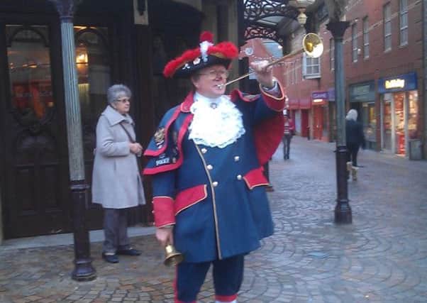 Blackpool town crier Barry McQueen outside Blackpool's Grand Theatre to celebrate Lancashire Day.