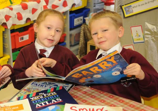 Naomi Kennedy, five, and Jake Capstick, four, take part in a reading challenge at Bryning with Warton St Pauls Primary.