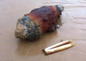 A suspected Second World War bomb that washed up on a St Annes beach