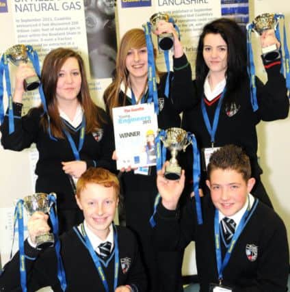 Last year's winners of the Young Engineers STEM Skills Challenge at Blackpool and the Fylde College.