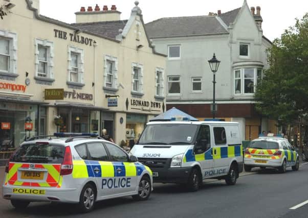 Police at the scene of the robbery at jewellers' Leonard Dews, Lytham.