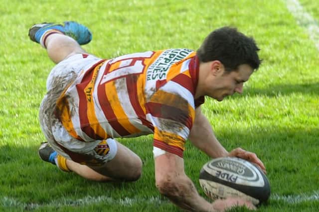 Oli Brennand scores Fylde's first try