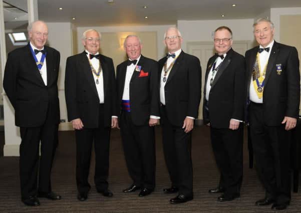 Rotary Club of Lytham Charter Night.  L-R Martyn Lucking, Cyril Wildon, Stan Hickey, Bill Lloyd, Kevin Walsh and Barrie Stacey.