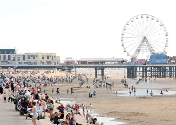 Pictures Martin Bostock
Crowds on Blackpool beach and promenade, Saturday 8th June 2013.