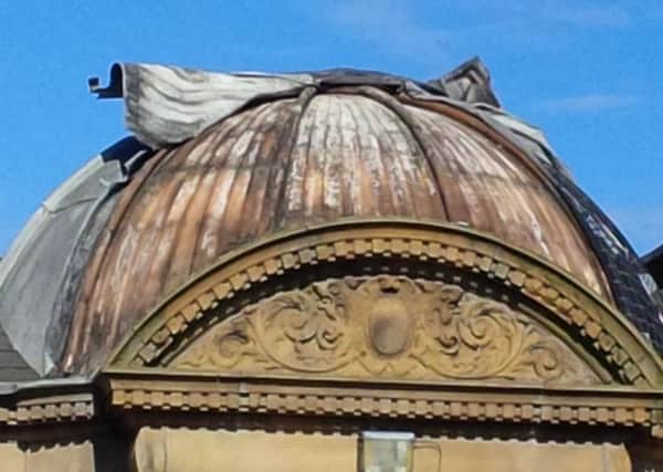 The aftermath left by metal thieves who took thousands of pounds worth of lead from the dome roof of Lytham Methodist Church