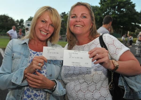 Gillian Brown and Suzanne Hull with their John Bishop show tickets.