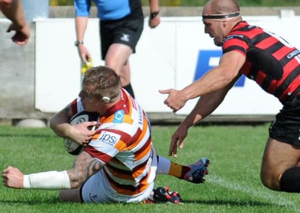 Gareth Rawlings touches down for Fylde's first try