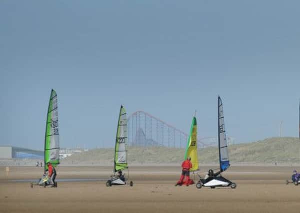 Sandyachting returned to St Annes beach for the first time in 12 years when Fylde Council granted a trial session with a view to restoring the sport to the sands.
Lining up for the start of a race.  PIC BY ROB LOCK
18-10-2014