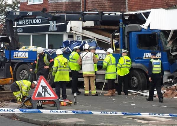 Jewson Lorry Crash at the junction of Singleton Avenue and Shepherd Road in St Annes