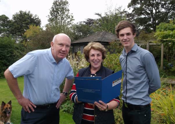Tony Scarborough and Ross Morgan from talking newspaper for the blind with ex-Tory minister Edwina Currie