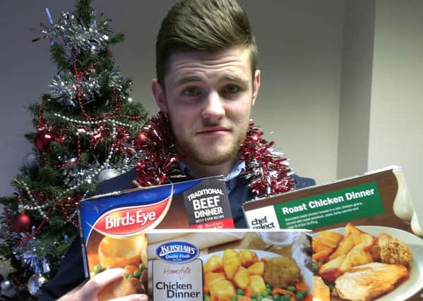 Solo dining: Gazette reporter Ryan Tute with his supermarket meals for one