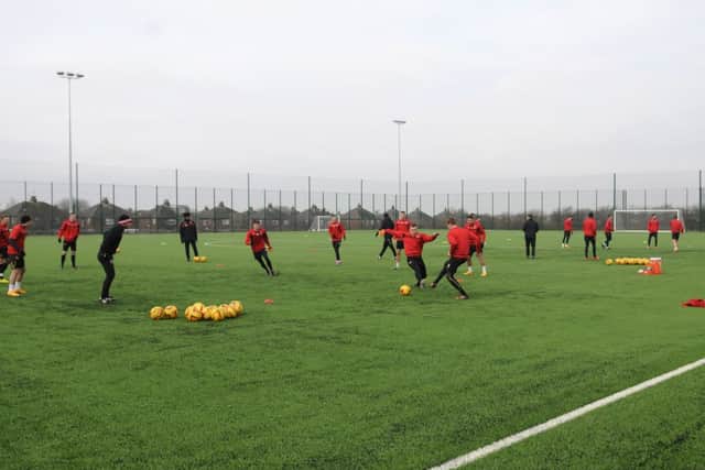 Fleetwood Town FC training at their new 4G pitch in Thornton