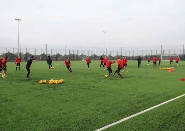 Fleetwood Town FC training at their new 4G pitch in Thornton