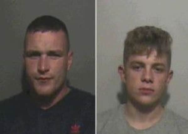 Samuel Madine, 25, of Stamford Avenue, South Shore, and Mark Kirkwood, 18, of Durham Road, Blackpool, were locked up for attacking a man and his disabled son in their home.