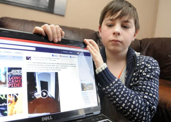 Connor Williams, aged 12, has made a video about bullying, which has gone viral on Facebook