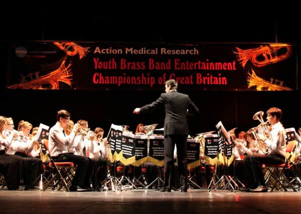 Egglescliffe School Brass Band, conducted by Matthew Haworth, perform at the Youth Brass Band Entertainment Championship of Great Britain