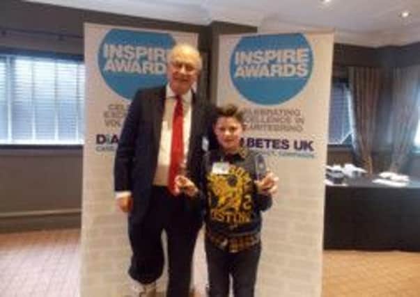 Richard Lane, Diabetes UK President, with Kyle O'Keefe, from Cleveleys
