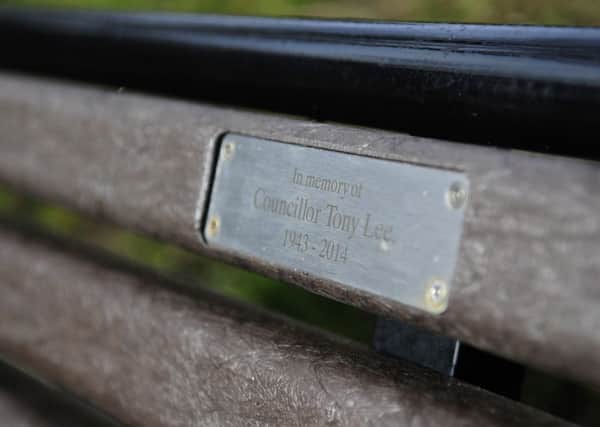 A bench is unveiled at Blackpool South train station in memory of Coun Tony Lee