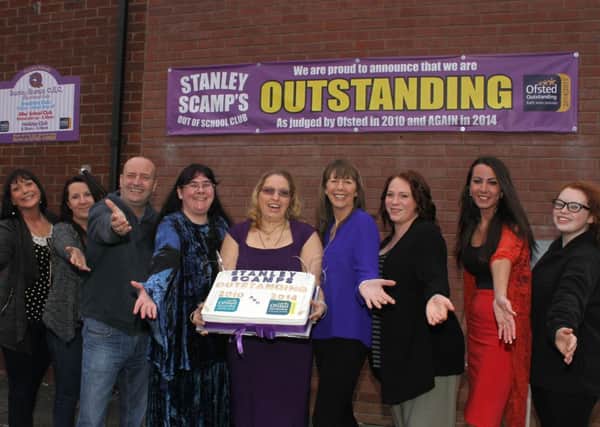Stanley Scamps Out of School Club has been awarded Outstanding for the second time by Ofsted and held a party at United Reform Church, Wordsworth Avenue, Marton.Pictured are Natalie Scholes, Anna Purdie, Graham Singleton, Natalie Baird, Rachel Tax, Maxine Perkins, Jade Atkinson, Abi Smythe and Elisha Tax