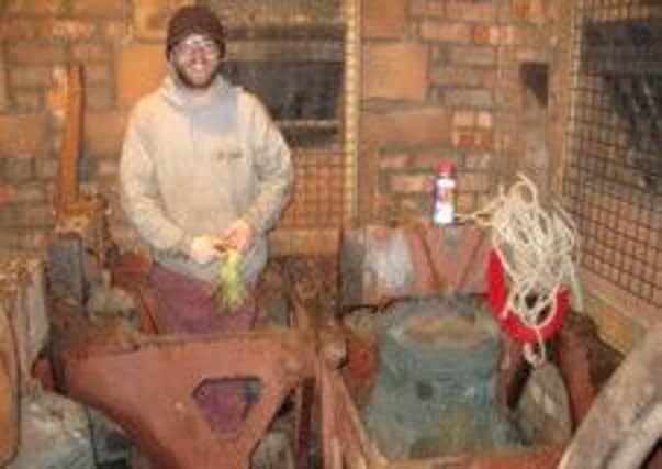 Peter Thomson, part of the bell restoration project team starting  work in the tower at St Josephs Church, Ansdell