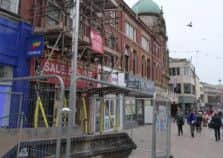 Scaffolding up in Church Street marks the start of a £1m refurbishment at the Grand Theatre