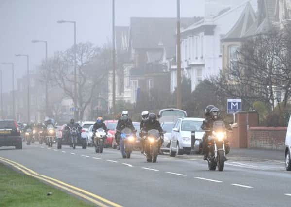 The procession sets off into the mist at Lytham Green