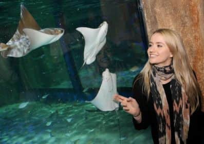 Former Emmerdale star Sammy Winward at the new Stingray Adventure at the Sea Life Centre