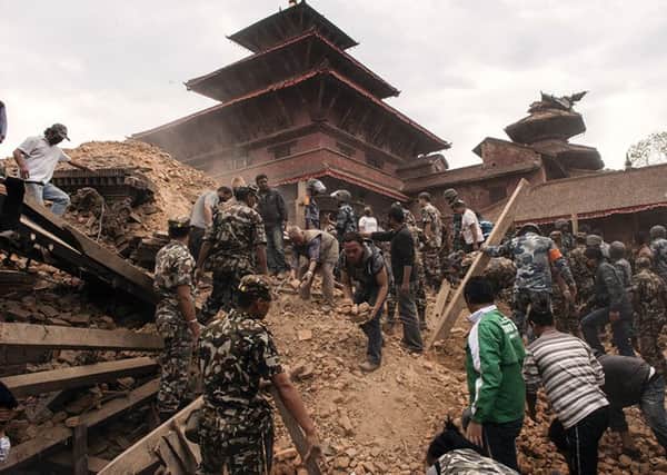Rescue work in Kathmandu, Nepal following an earthquake which left more than 3,500 dead and thousands of others injured