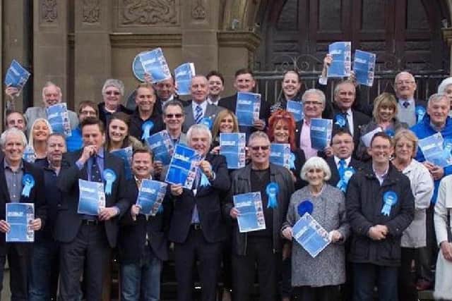 Conservative candidates pictured outside Blackpool Town Hall