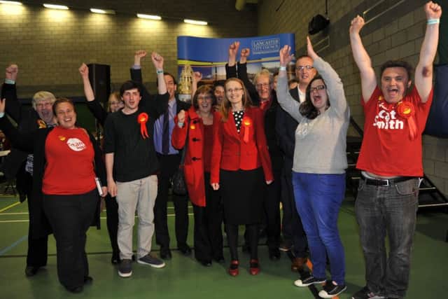 Cat Smith celebrates victory with her supporters. Picture: Donna Clifford