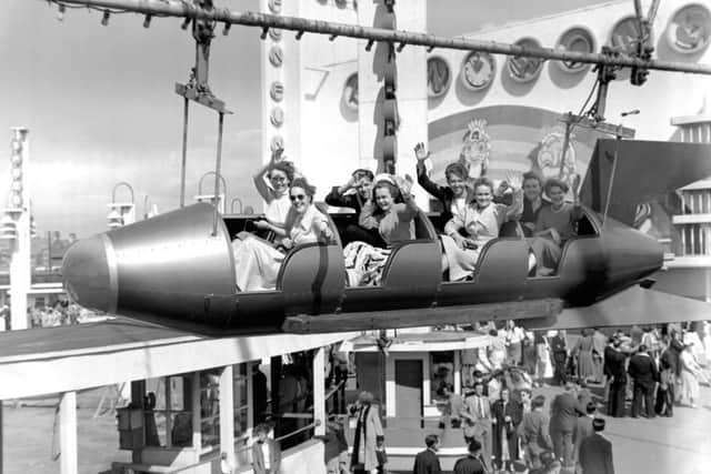 Thrill ride at  Blackpool Pleasure Beach in August 1955