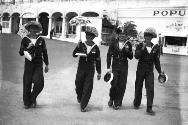 From the Lost Archive: Sailors outside The Casino at Blackpool Pleasure Beach in the 1930s