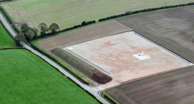 Cuadrilla's Grange Hill site Singleton 2015 showing the now un-used well head  in centre right of the cleared land.
