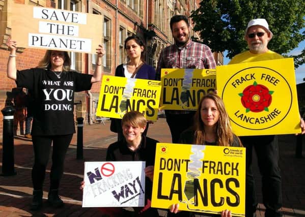 Fracking protesters outside County Hall, Preston
