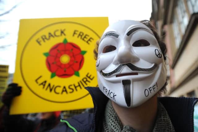 The anti-fracking protest at County Hall, Preston