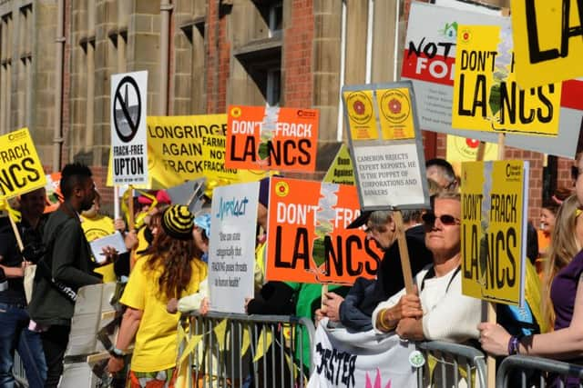 Protesters outside the Fracking meeting at County Hall in Preston