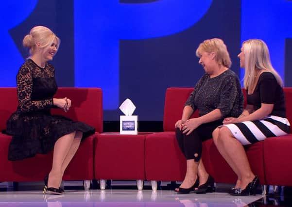 Bev and Gemma on the Surprise, Surprise couch with host Holly Willoughby
