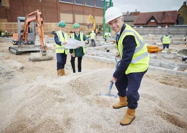 McCarthy & Stone development on the sea front at Lytham St Annes in Lancashire celebrated the ground breaking with a visit by MP Mark Menzies and pictured with Jon Sheehy (left back) and Steve Burr (right back) from McCarthy & Stone