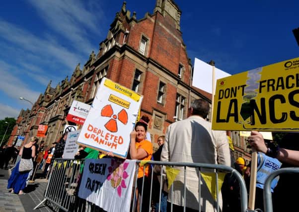 Anti-fracking protesters at County Hall, Preston