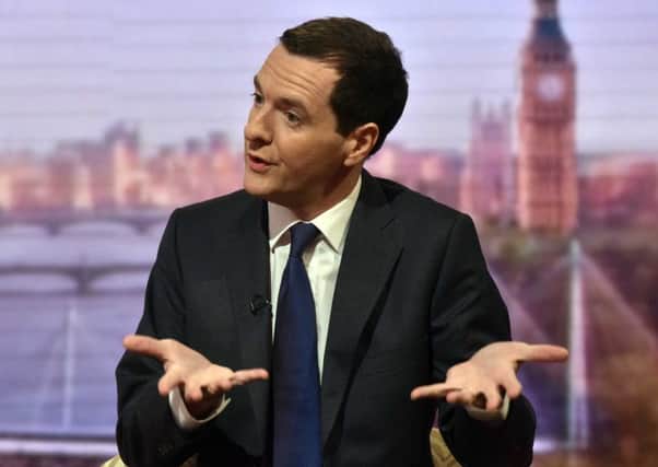 Chancellor George Osborne appearing on BBC One's The Andrew Marr Show. Photo credit: Jeff Overs/BBC/PA