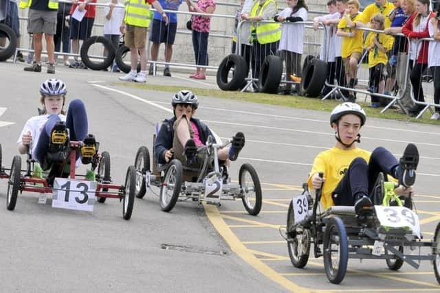 1st Norbreck Scouts celebrate a win at the Scout Pedal Car Racing in Cleveleys