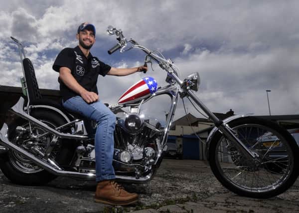 Pete Isles from AR Harley & Sons with the replica Captain America Harley Davidson from the film Easy Rider