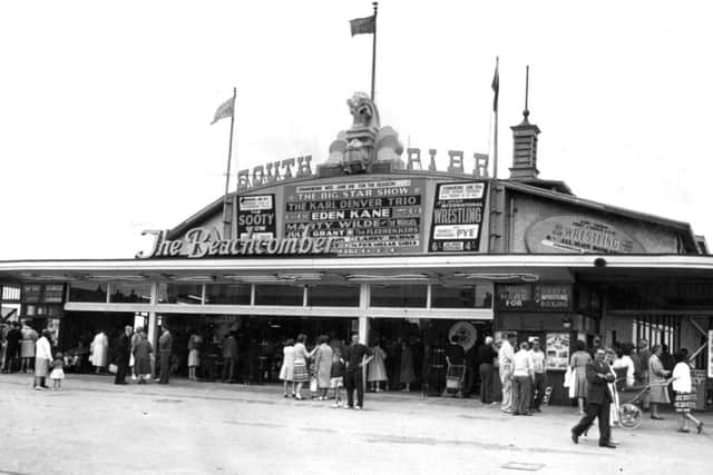 An exterior view of The Beachcomber, the  amusement centre at the South Pier in 1963
