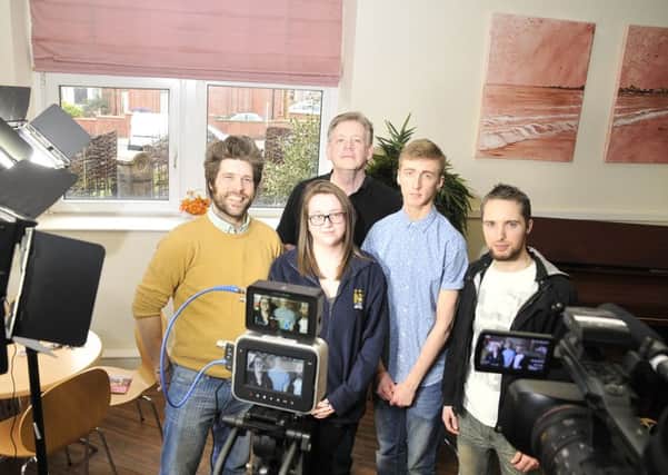The documentary team, from left, Michael Wiltshire (Writer), Emily Phelps (Student), Roger Stevens of samfilms, Jake Fearnley (Student) and Chris McLoughlin of samfilms