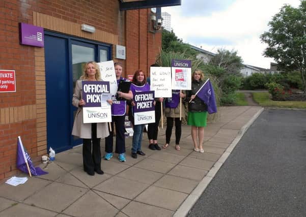 STaf at the Blackpool office of the Probation Service on strike over a 0% pay offer.